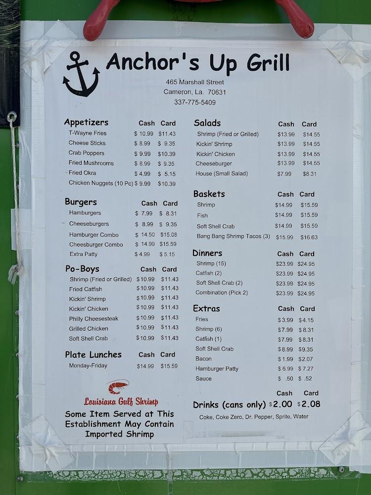 Anchors Up Grill Menu image 1